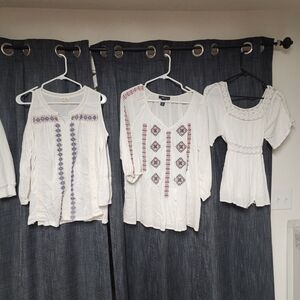 Womens Boho White Lace Detail Blouse Bundle Of 3